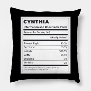 Funny Food Label Female Ingredients CYNTHIA Pillow