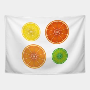 Citrus Slices Pattern: Orange, Lemon, Lime, Grapefruit Tapestry