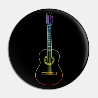 Classical Acoustic Guitar Colorful Outline Pin