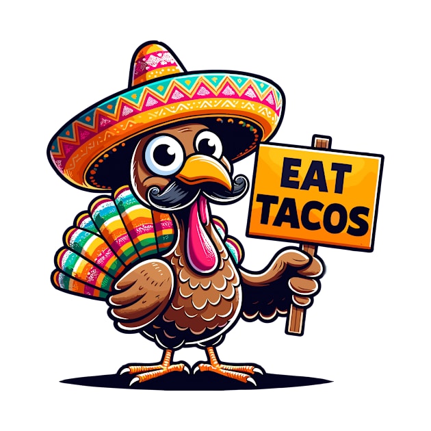 Funny Mexican Thanksgiving Turkey - Eat Tacos by Indigo Lake