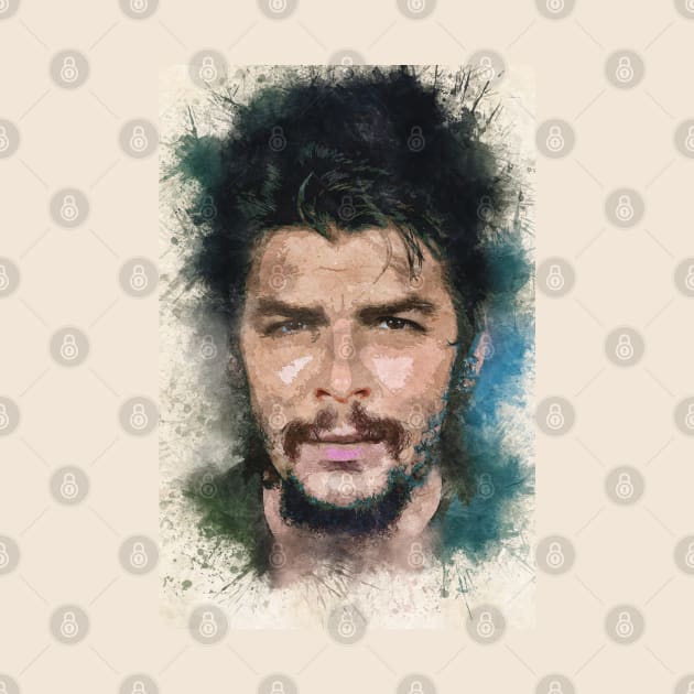 Ernesto CHE Guevara Abstract Watercolor Portrait by Naumovski