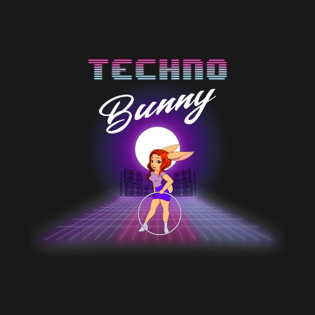 Techno Bunny Hula Hoop Bunny 80s Style by Stick em Up