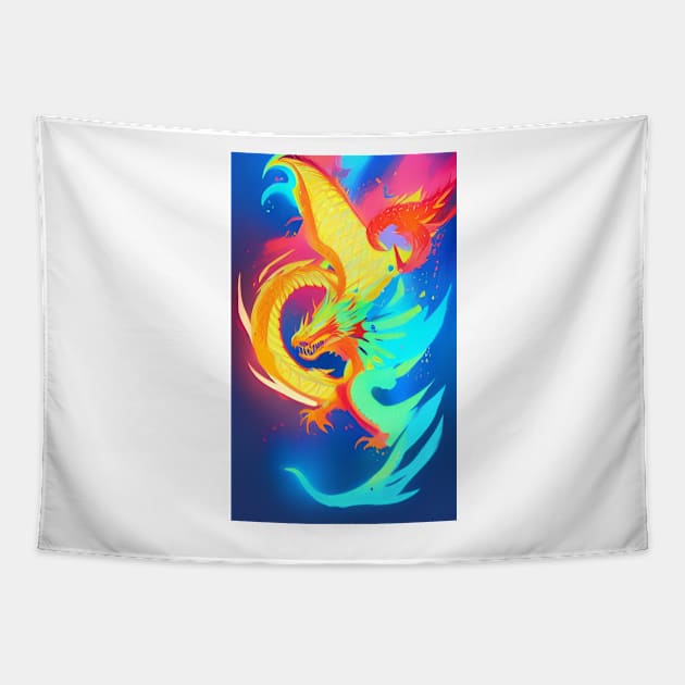 Colorful Hippie Popculture Beautiful Dragon Tapestry by ShopSunday