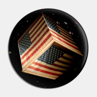 American Flag Cube in Space Pin