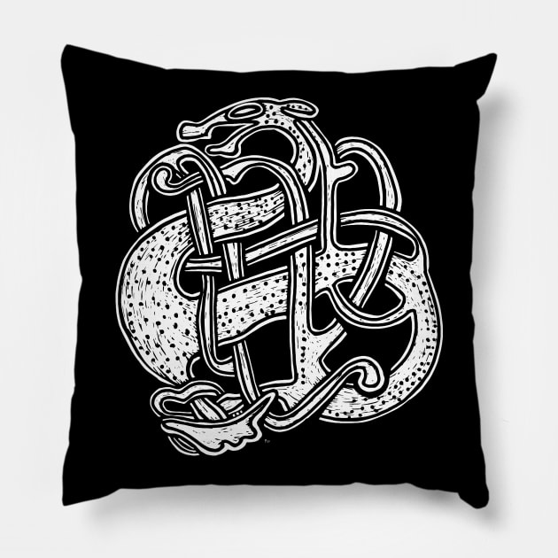 Viking Dragon Knotwork Pillow by LaForma