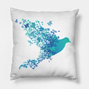 blue Bird Illustration Pillow