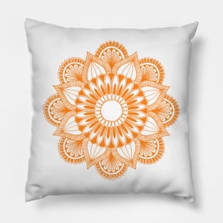 Flower Mandala (orange on white) Pillow