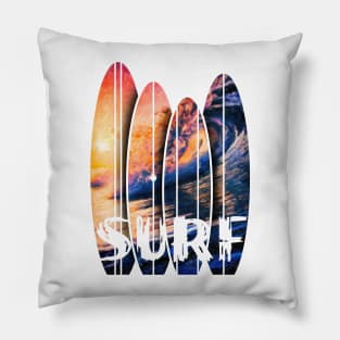 Sunset, Big Waves and Surf Pillow