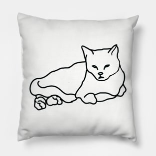 Cat Lying Down Outline Pillow