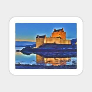 Eilean Donan Castle HDR , the Highlands , Scotland. Digital painting of iconic Scottish castle Magnet