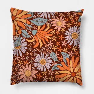 Warm Vintage Botanical Pattern Pillow