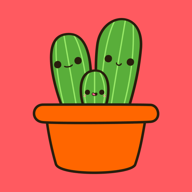 Cute cactus in orange pot by peppermintpopuk
