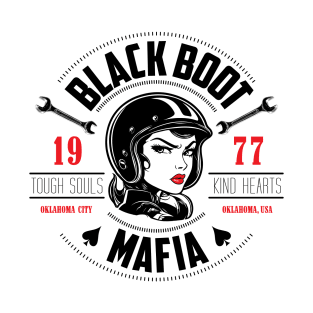 Black Boot Mafia Motorcycle Girl T-Shirt