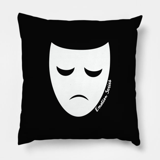 Sad Unhappy Loneliness Down Emotion Character Mask Gift Pillow by Freid