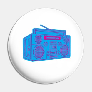 Boombox (Magenta Lines + Cyan Drop Shadow) Analog / Music Pin