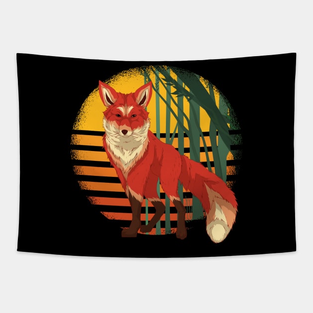 Wildlife Forest Animal Lover Retro Nature Fox Tapestry by ShirtsShirtsndmoreShirts