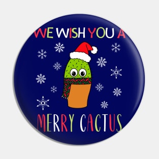 We Wish You A Merry Cactus - Cute Cactus With Christmas Scarf Pin