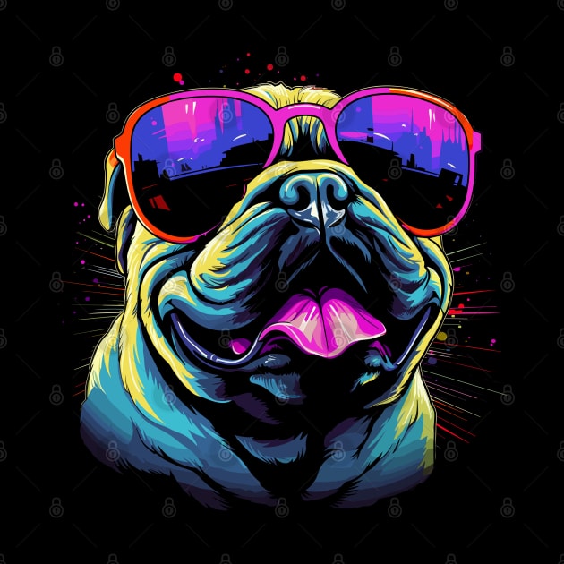 Retro Wave Bulldog Dog Shirt by Miami Neon Designs