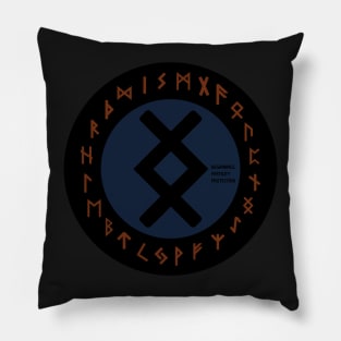 Blue Inguz Futhark Rune Symbol Pillow