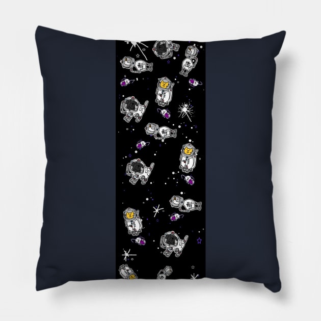 Sci Fi Astronaut Animals Floating In Tall Space Pillow by ellenhenryart