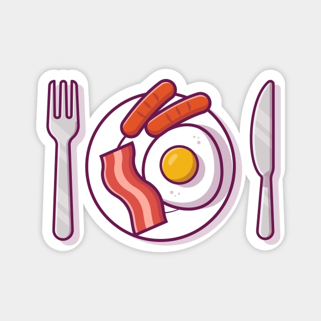Breakfast Food On Plate with Egg and Sausage Magnet by Catalyst Labs