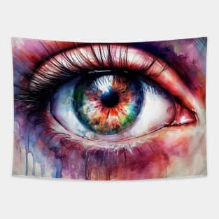 Psychedelic looking abstract illustration of an eye Tapestry