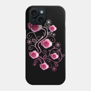 pink roses, ornament, rose, flowers, petal bloom Phone Case