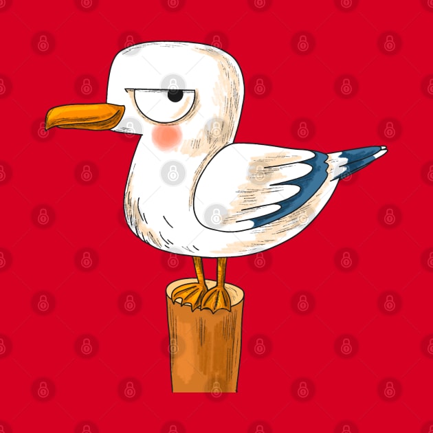 Hand Drawn Cartoon Seagull by Mako Design 