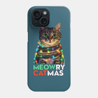 Meowry Catmas - Cat in Christmas Lights Phone Case