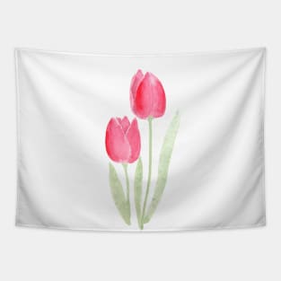 2 red tulips watercolor Tapestry