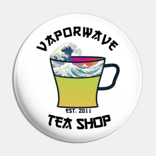 Vaporwave Aesthetic Great Wave Off Kanagawa Cafe Coffee Tea Pin