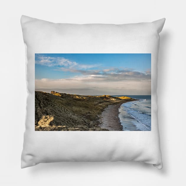 Bamburgh Coastline Pillow by Reg-K-Atkinson