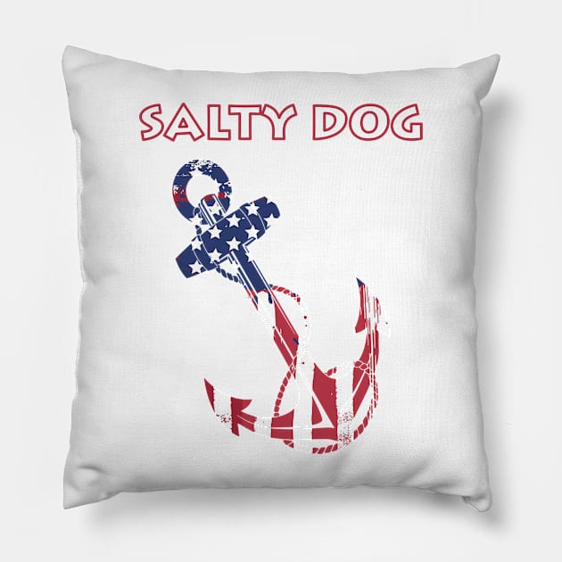 Salty Dog American Flag Painted Anchor Pillow by Sneek661