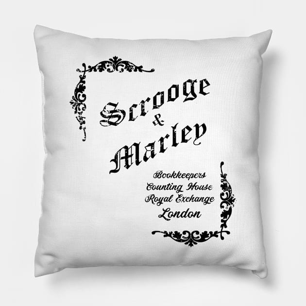 Scrooge & Marley Christmas Pillow by Rivenfalls