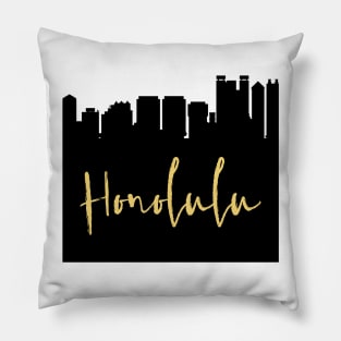 HONOLULU HAWAII DESIGNER SILHOUETTE SKYLINE ART Pillow