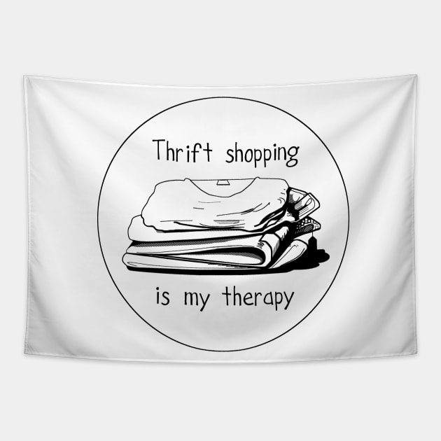 Thrift shopping is my therapy Tapestry by Byrnsey