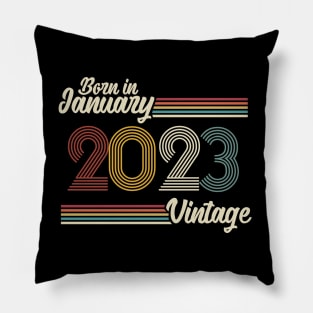 Vintage Born in January 2023 Pillow