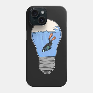 Scuba Diver in a lightbulb creative handdrawn Gift Phone Case