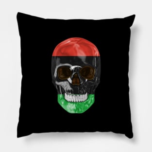 Libya Flag Skull - Gift for Libyan With Roots From Libya Pillow