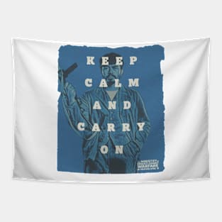 keep calm and carry on blue henry golding Tapestry