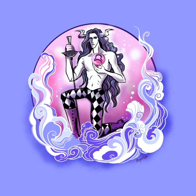 Libra Zodiac Sign Retro Illustrated by Magenta Arts