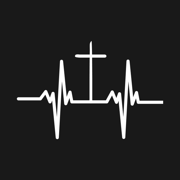 Christian Cross Heart Beat Vital Signs Design by CrossAndCrown