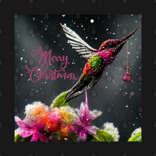 Marry Christmas wishes from colorful hummingbird by Design-by-Evita