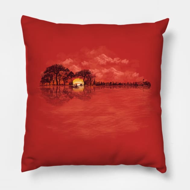 Musical Sunset Pillow by DANDINGEROZZ