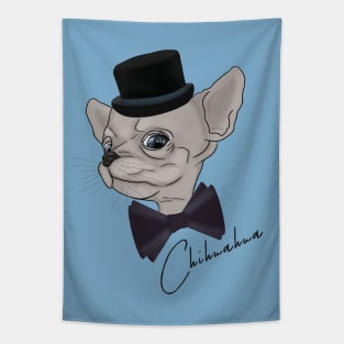 Chihuahua in a hat and bow tie Tapestry