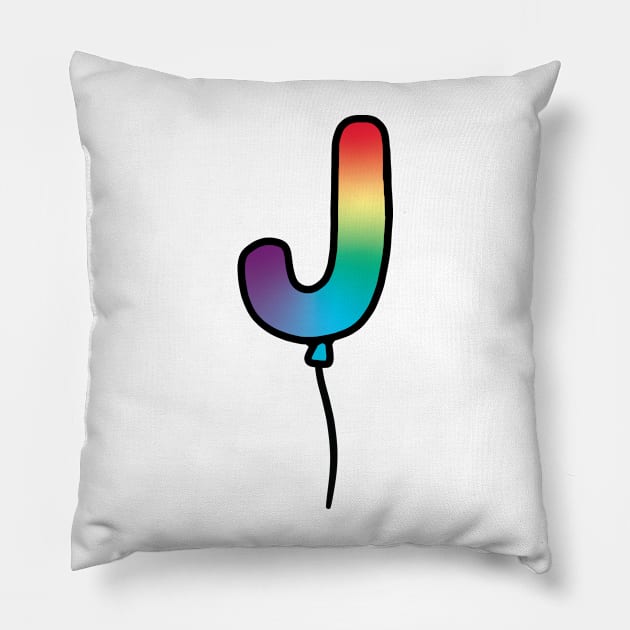 Initial Monogram Balloon Letter J Pillow by murialbezanson