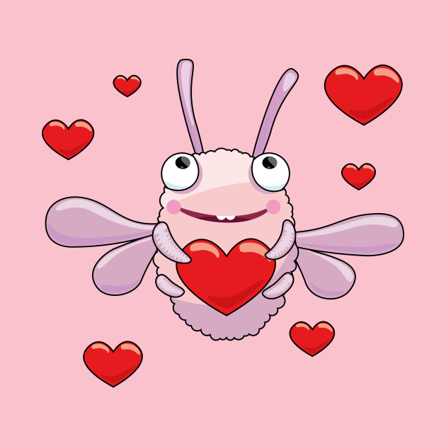 Lovely little pink moth with a big red heart by Anna Gaich