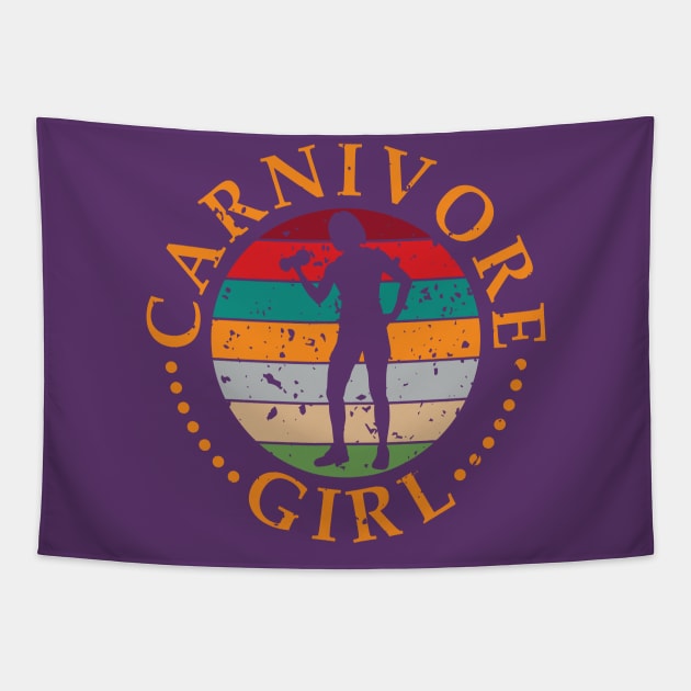 CARNIVORE GIRL MEAT EATER STEAK LOVER CUTE FIT GYM WOMAN Tapestry by CarnivoreMerch