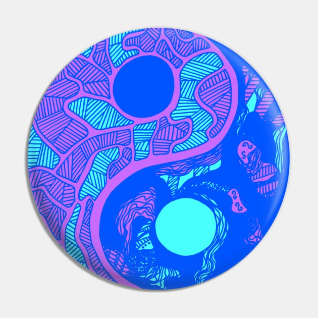 Blue Abstract Yin Yang Pin by kenallouis