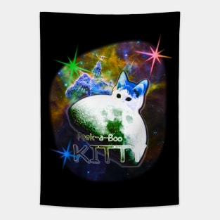 Peek-a-Boo Moon Cat Tapestry